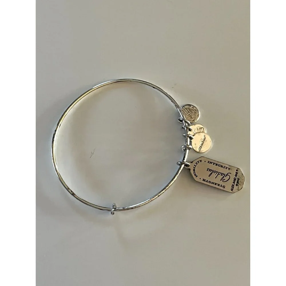 Alex and Ani Silver Tone Warrior's Will Gladiolus Charm Bracelet